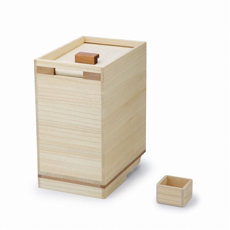 もも　桐米びつ10キロ用　マス、すり切り板付き 米びつ 10kg 桐の米びつ 無地 スライド型 キャスター付き